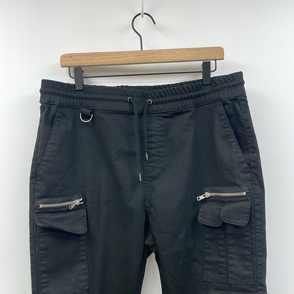 Men's Hot Topic Black Zipper Skinny Jogger Cargo Pants Goth Punk Large - Picture 4 of 8